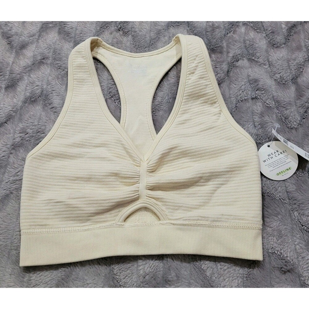 Aerie Offline Womens Size S Yellow Ribbed Racer Back Wire Free Bra NWT